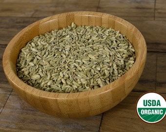 Organic Fennel Seeds Whole - 2 ounces of whole seeds. Foeniculum vulgare