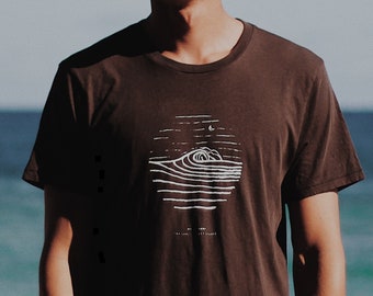 Men's surf shirt - organic cotton shirt - Night Surf - ocean print shirt - men's graphic tee - surfing shirt men - Shallow Reef Studio