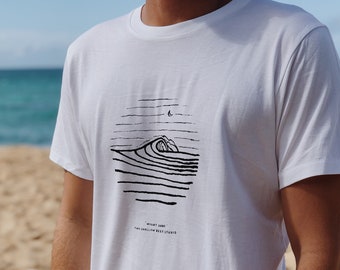 Camiseta con estampado de olas de hombre - Night Surf - The Shallow Reef Studio - Surf camisa hombres - hombres de camisa minimalista - regalo para los hombres surfistas - camisa hawaii