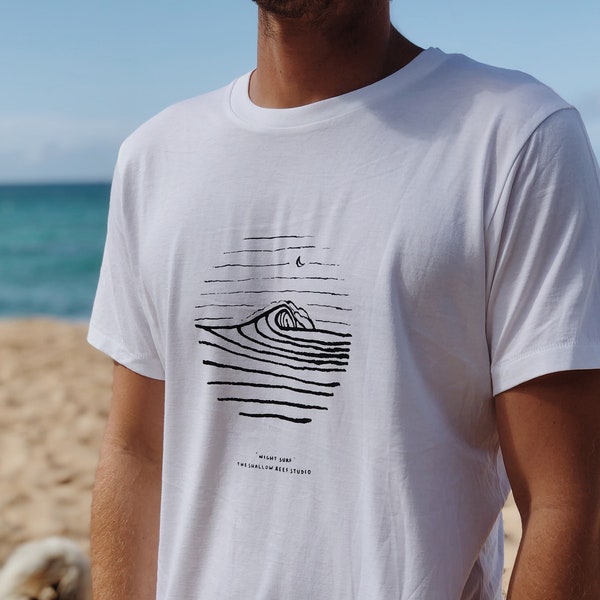 Men's wave print shirt  - Night Surf - The Shallow Reef Studio - Surf shirt mens - minimalist shirt men - gift for surfer men - hawaii shirt