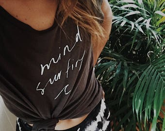 Women's organic cotton shirt - Mind Surfing t-shirt - Shallow Reef Studio - surfer shirt - surf shirt women- wave design tee - simple shirt