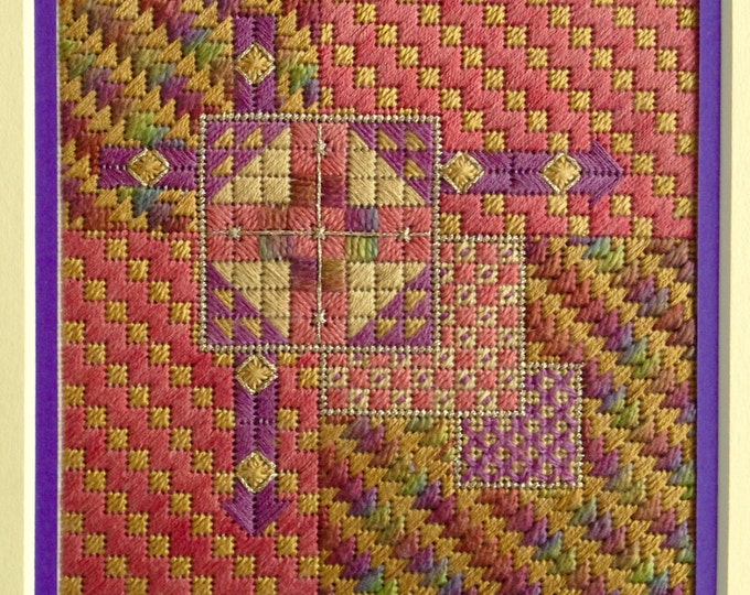 Autumn Arrows Geometric Design Needlepoint Complete Kit by Terry Dryden