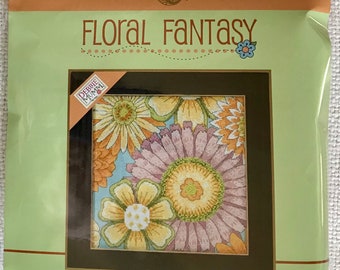 Debbie Mumm Floral Fantasy Floral Blue 1 Cross Stitch Complete Kit DM30-2213