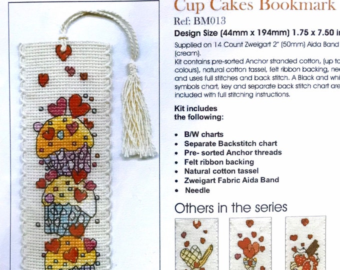 Cup Cakes Bookmark by Michael Powell Cross Stitch BM013 Complete Kit