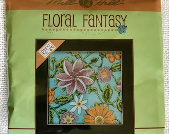 Debbie Mumm Floral Fantasy Floral Blue 2 Cross Stitch Complete Kit DM30-2214