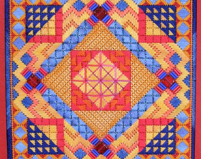 Tiebele Nights Original Colorway Geometric Needlepoint  Complete Kit