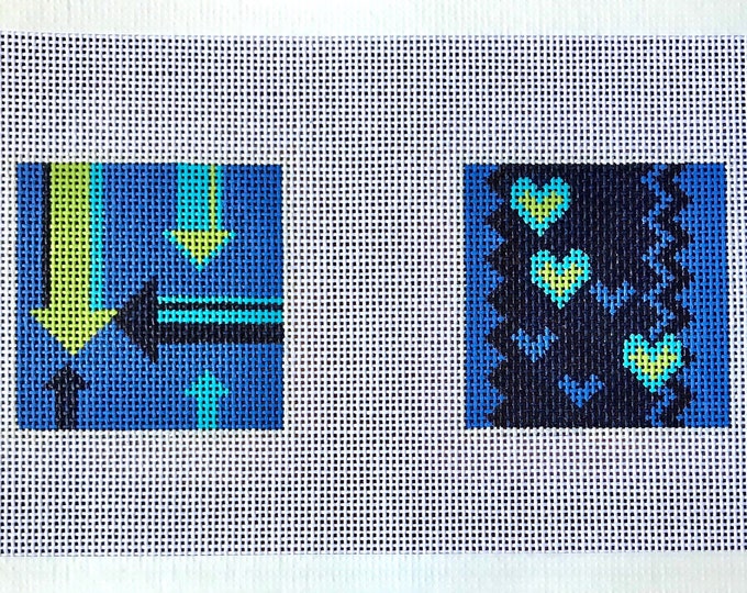 Hearts and Arrows Needlepoint Canvas Coaster Kits