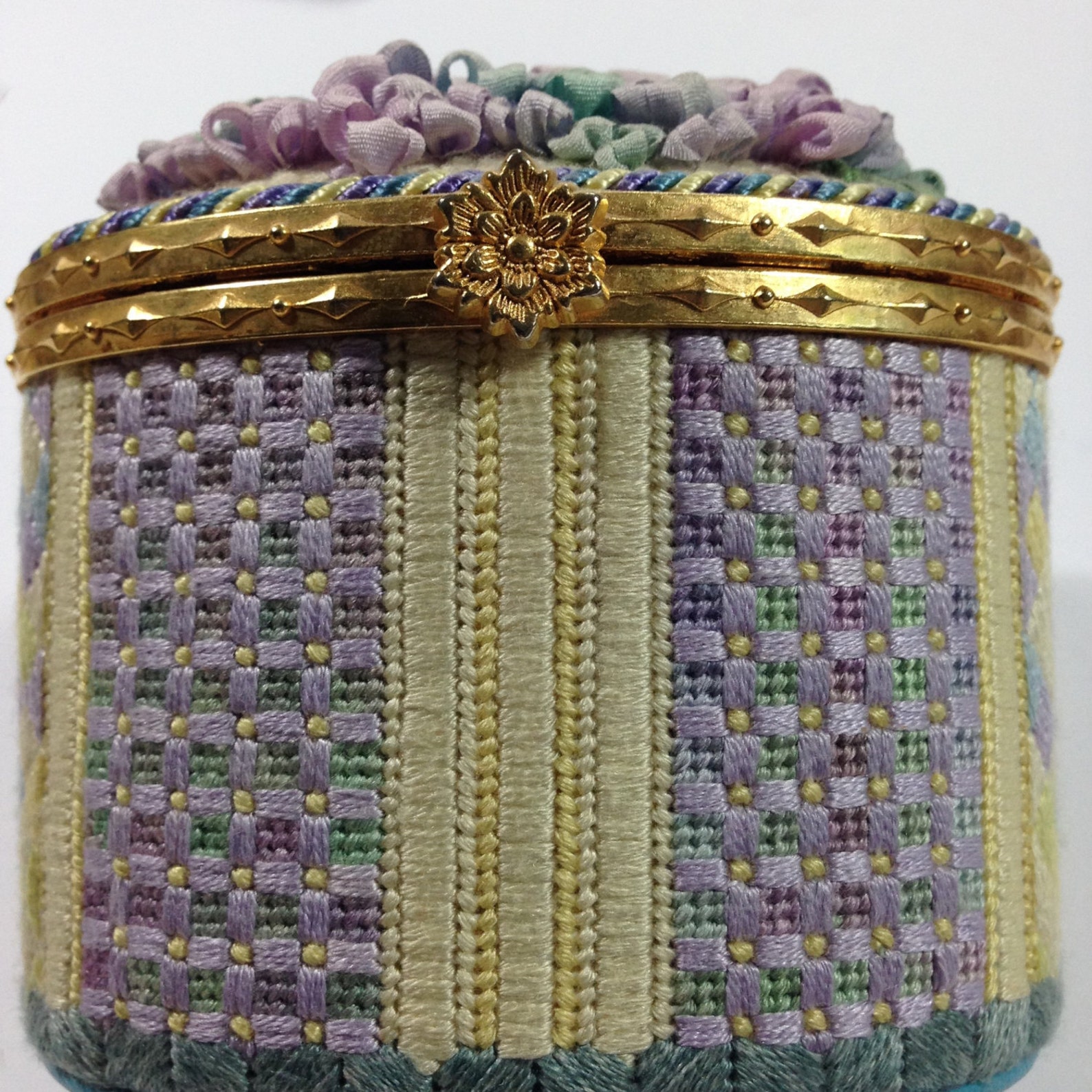 Garden Oval Box Needlepoint Complete Kit Etsy