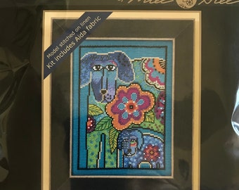 Laurel Burch Petunia and Rose Cross Stitch Complete Kit LB30-1626