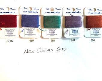 Essentials Threads New for 2022 - Colors 571A, 659, 688, 744, 590
