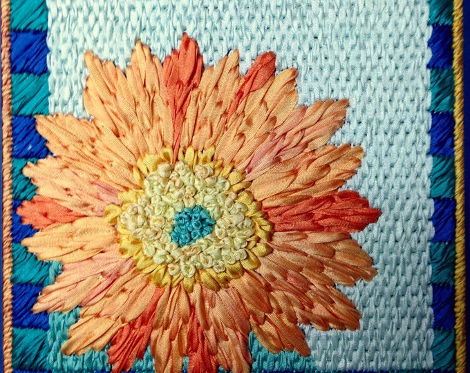 Gerbera Daisy Silk Flower Needlepoint Complete Kit - 1st in this Silk Flower Series by Terry Dryden