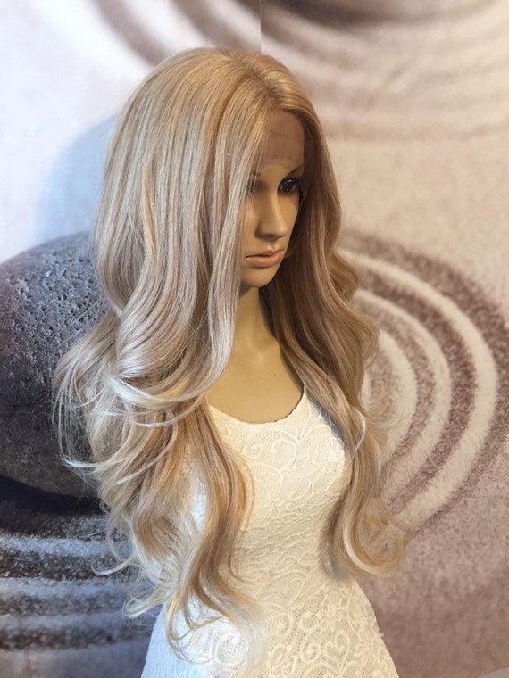 Human Hair Blend Wig Honey Blonde Mixed With 613 Blonde Lace Etsy