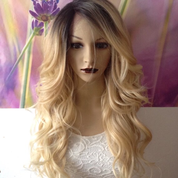 Ombre Dark Roots To Blonde 613 Lace Front Wig Etsy