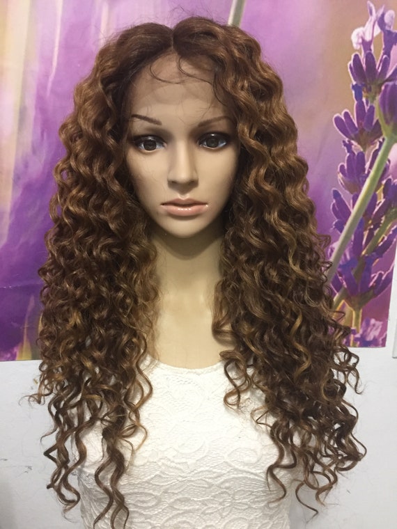 Brown Lace Front Wig With Tight Curls Color 4 And Dark Honey Etsy