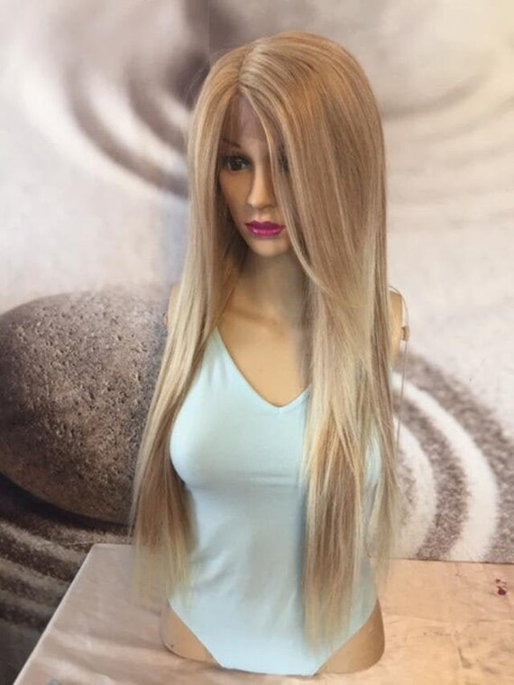 Human Hair Blend Honey Ash Blonde Mixed With 613 Blonde Lace Etsy