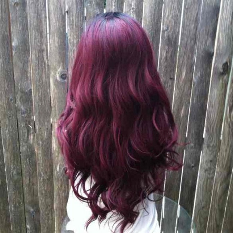 Ombre Dark Roots To Maroon Red Wine Red Lace Part Wig Etsy