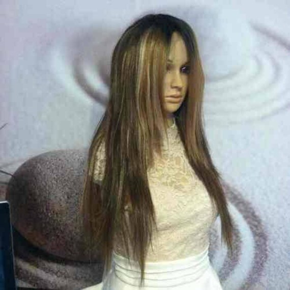 Ombre Mixed Brown With Blonde Highlights Lace Front Wig 24 Heat Resistant
