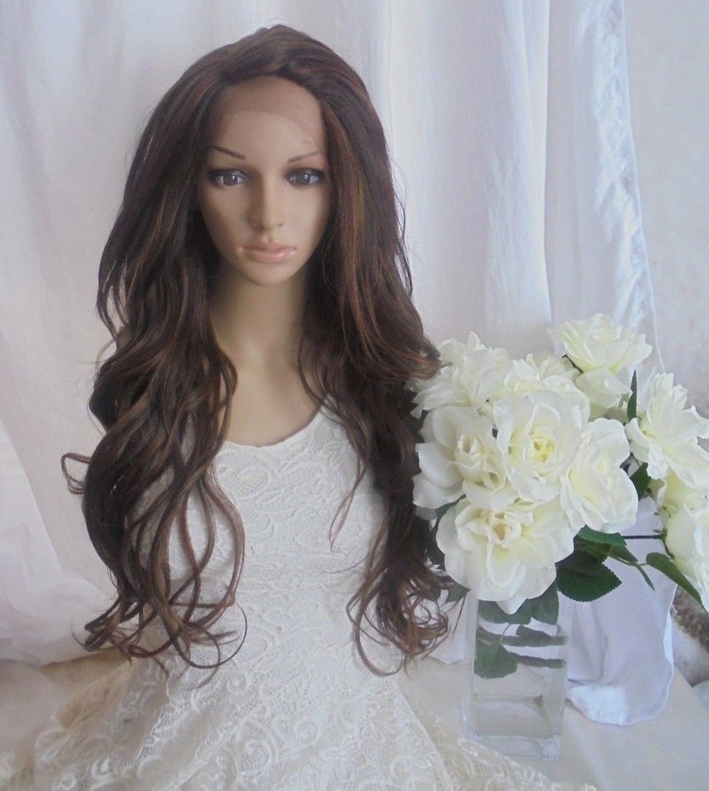 Mixed Brown Black And Blonde Highlights Human Hair Blend Lace Etsy