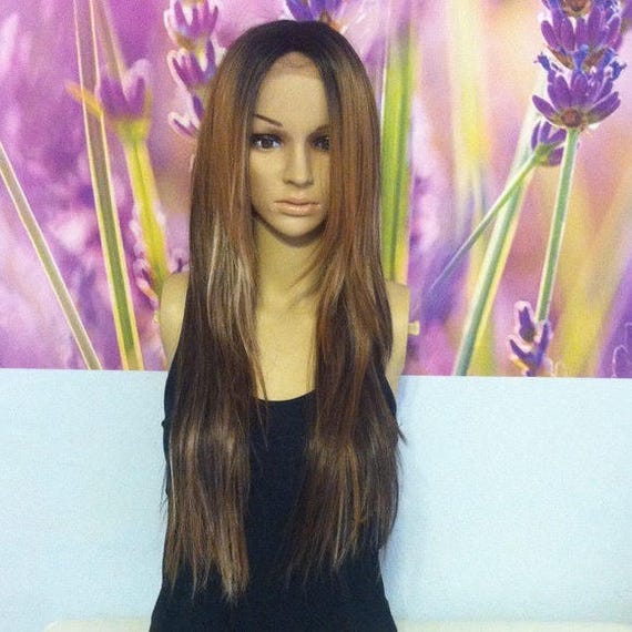 Ombre Mixed Brown With Blonde Highlights Lace Front Wig Etsy