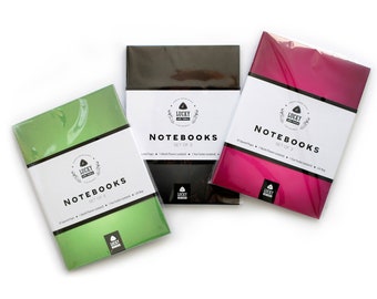 LUCKY Notebook, Set of 3: planner/notebook hybrid (6.25" x 8.5"), Pink, Green, or Black
