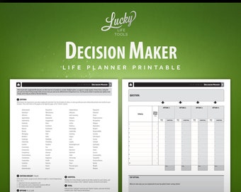 Decision Maker Worksheet / Exercise, by LUCKY Life Tools - Printable PDF; Letter size 8.5"x11"