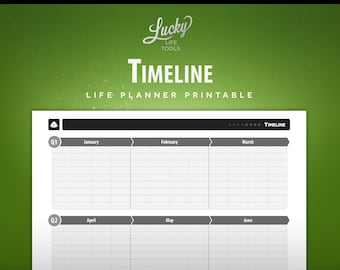 Quarterly Timeline Page by LUCKY Life Tools - Printable PDF; Letter size 8.5"x11"