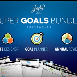 Super GOALS Bundle: Goal Planner, Life Designer und Jahresrückblick, von LUCKY Life Tools