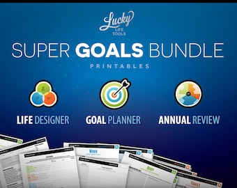 Super GOALS Bundle: Goal Planner, Life Designer, and Annual Review, by LUCKY Life Tools