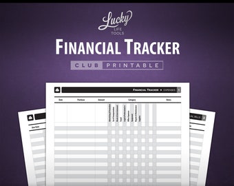 Financial Tracker - CLUB Printable Worksheet, by LUCKY Life Tools