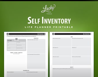 Self Inventory Worksheet / Exercise, by LUCKY Life Tools - Printable PDF; Letter size 8.5"x11"