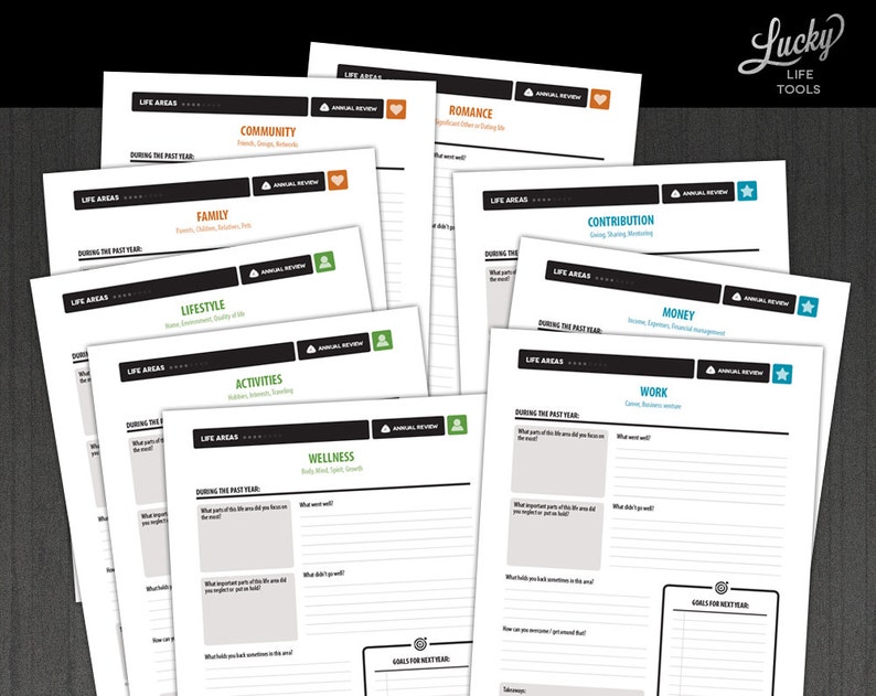 Annual Year-end Review (Personal), by LUCKY Life Tools, 14-page PDF Printable, 8.5 x 11 (Letter Size) - Binder format image 4
