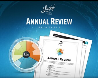 Annual Year-end Review (Personal), by LUCKY Life Tools, 14-page PDF Printable, 8.5 x 11 (Letter Size) - Binder format