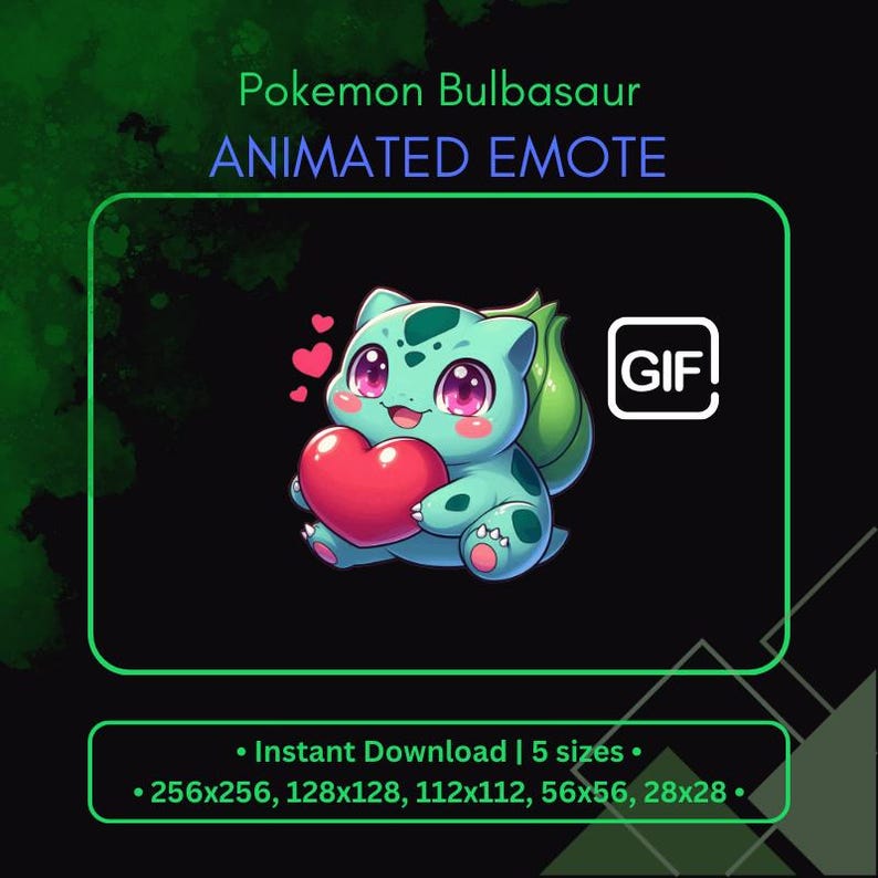 Animated Pokemon Bulbasaur Emote - Love, Kawaii Bulbasaur Discord ...