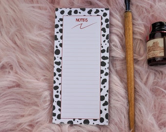 To-do list Notepad, eco-friendly Dalmatian print pattern notepad, 60 writable sides, tear off sheet notepad, desk planner animal prints