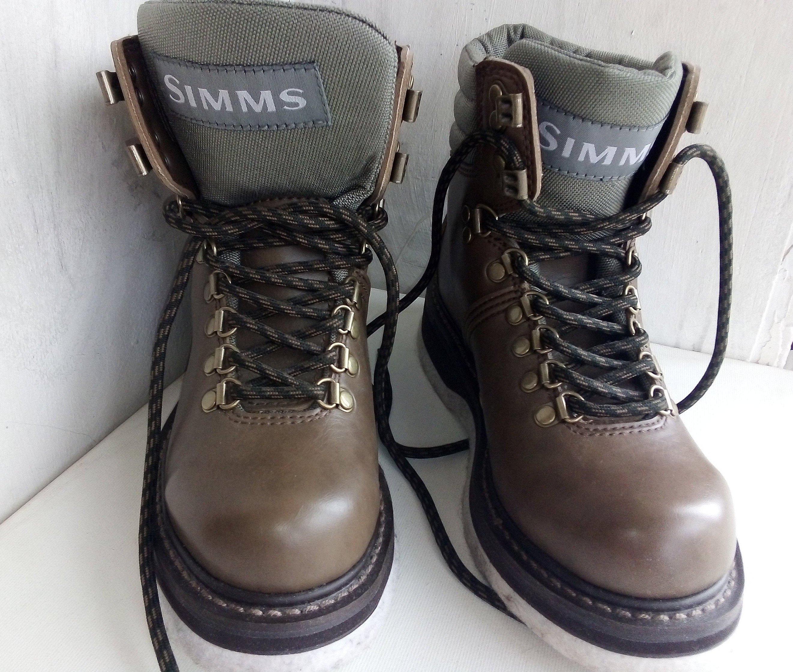 Leather Fly Fishing boots Vintage SIMMS Felt Bottom Wading Etsy