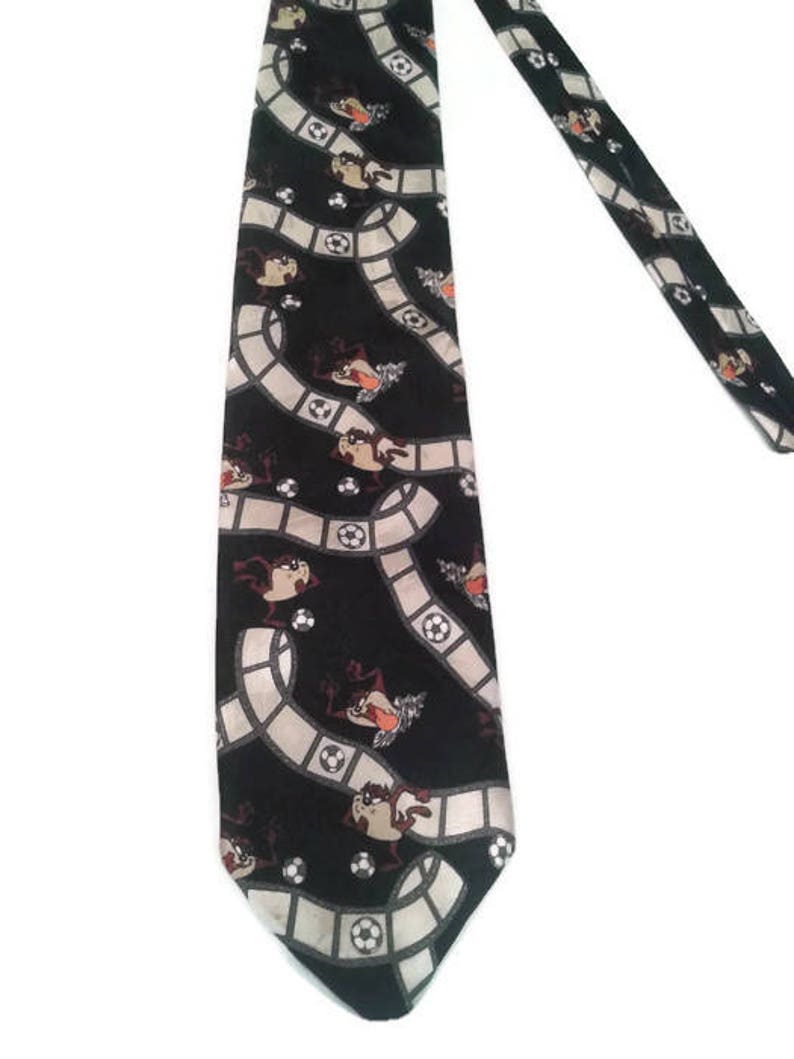 Vintage Tasmanian Devil black tie Looney tunes necktie Warner | Etsy