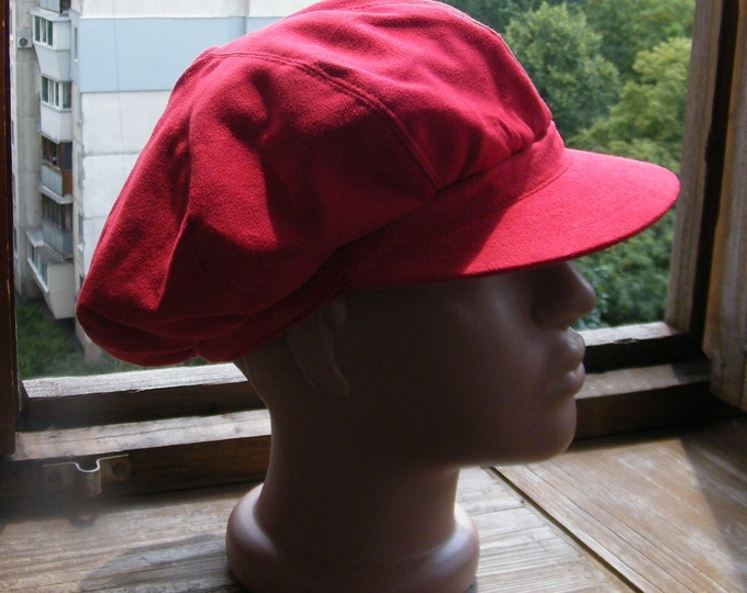 Red Velvet Beret Hat With Visor Women Newsboy Woven Cap Hat Ladies