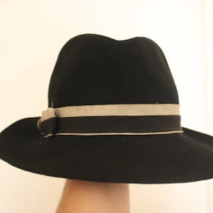 Vintage Fedora hat Bermona boutigue black felt hat 60s trilby hat english vintage hat