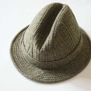 Vintage TRILBY hat, 60s tweed fedora hat, MOD hat, GAMEDOG 1960s hat