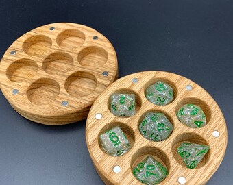 QUICK SHIP: Rustic Oak Dice Vault with Coaster