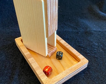 Customizable Red Oak Dice Tower and Tray