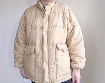 Tan Bark Brand Denver Co Perfect Pinky Beige Puffer Coat With Faux Fur Collar Unisex XL