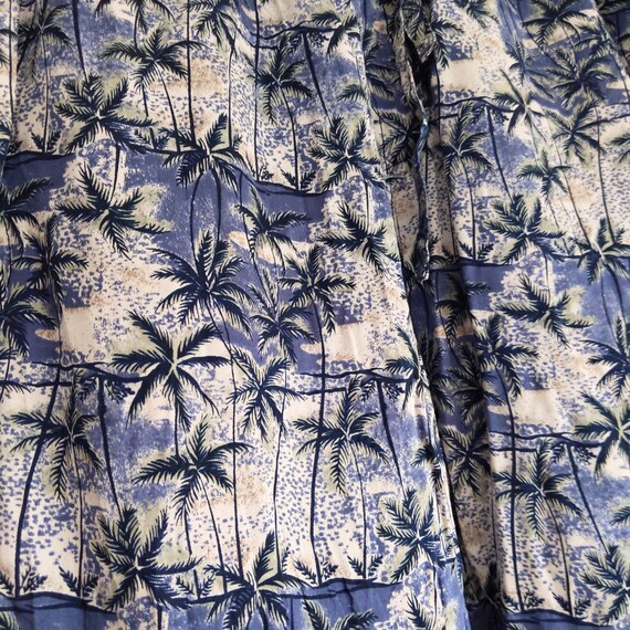 Vtg Blue Palm Tree Print Silk Flowy Vacation Beac… - image 3
