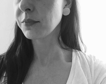 Large Full Circle Disc Post Earrings, Sterling Silver, Handmade