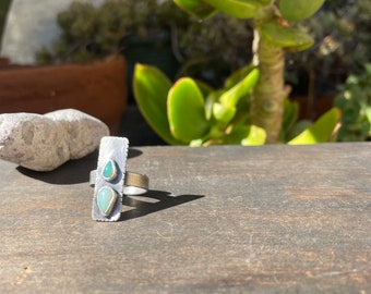 Double Opal Rectangle Ring