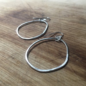 Geometric Hoops, Modern Statement Hoops, Sterling Silver, Handmade