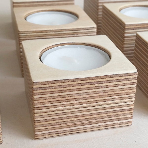 Baltic birch plywood tea light holder