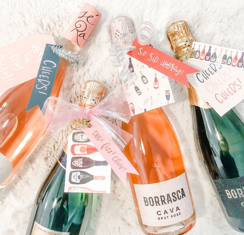 Printable Wine Bottle Gift Tags Bottle Tags Champagne Gift Etsy