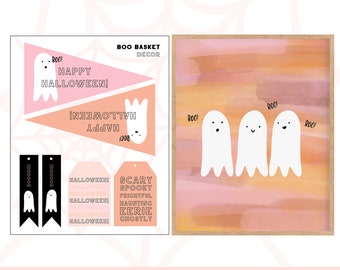 Printable Boo Basket Tags and Decor, Halloween Printables,  Halloween Decor, Cute Halloween Decor, Halloween Treat Bag Tags