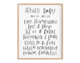 Aries Zodiac Watercolor Art Print | Baby Nursery Decor (Digital Download)